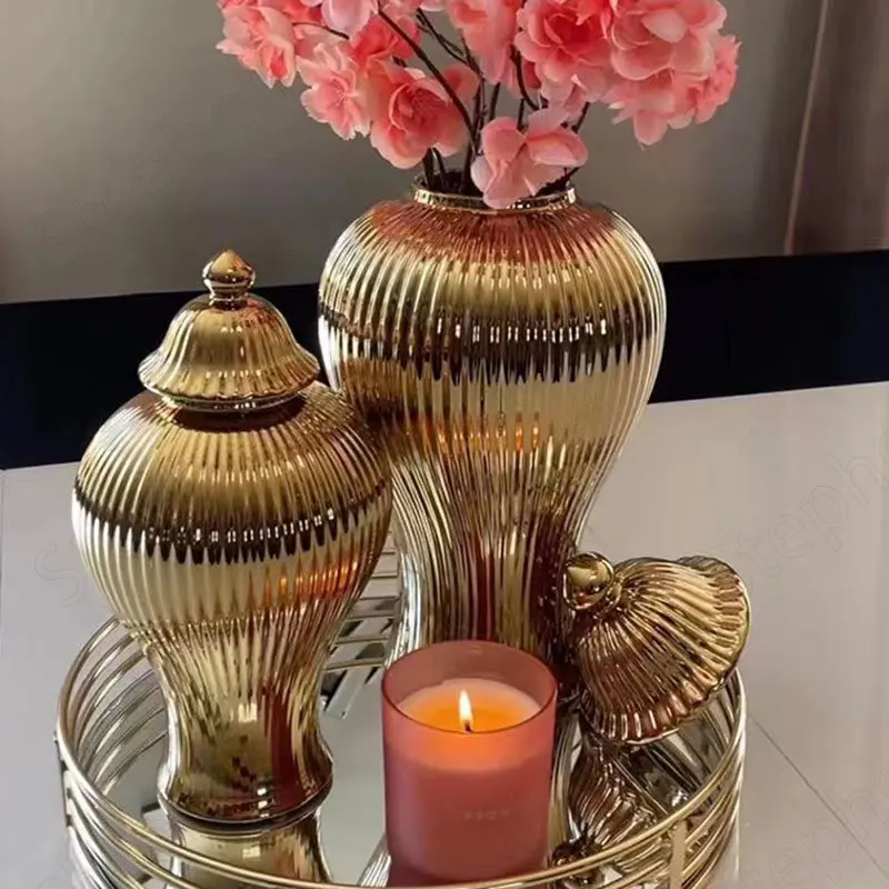 European Classical Electroplated Ceramic Vase Vintage Luxury Line Relief Flower Vases Home Living Room Decoration Ornaments
European Classical Electroplated Ceramic Vase Vintage Luxury Line Relief Flower Vases Home Living Room Decoration Ornaments