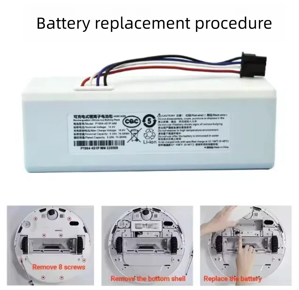NewOriginal Robot Battery 1C P1904-4S1P-MM for Xiaomi Mijia Mi Vacuum Cleaner Sweeping Mopping Robot Replacement Battery G1
NewOriginal Robot Battery 1C P1904-4S1P-MM for Xiaomi Mijia Mi Vacuum Cleaner Sweeping Mopping Robot Replacement Battery G1