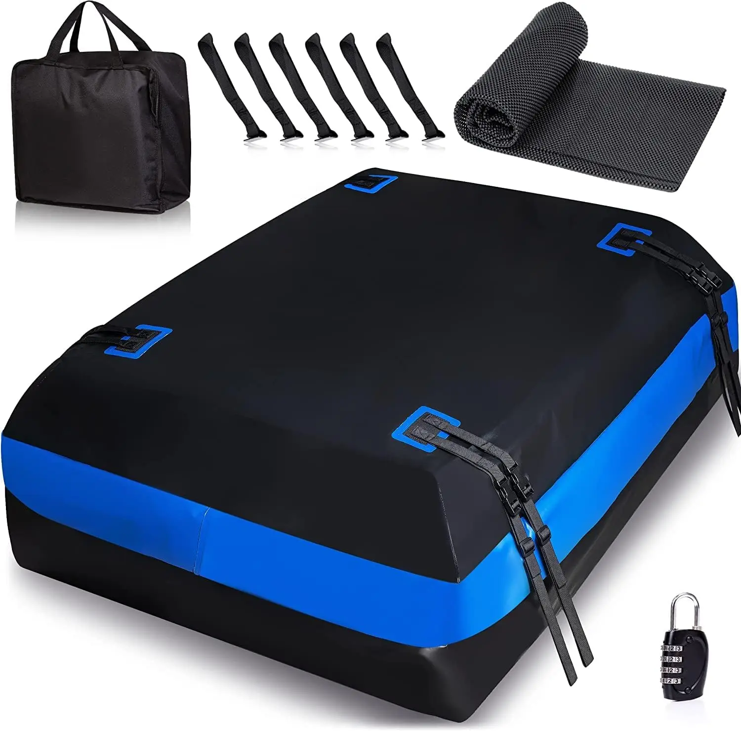 21 Cubic Feet Waterproof Car Rooftop Cargo Bag with Anti-Slip Mat, 6 Hooks, and Bonus Safety Lock for Travel
21 Cubic Feet Waterproof Car Rooftop Cargo Bag with Anti-Slip Mat, 6 Hooks, and Bonus Safety Lock for Travel