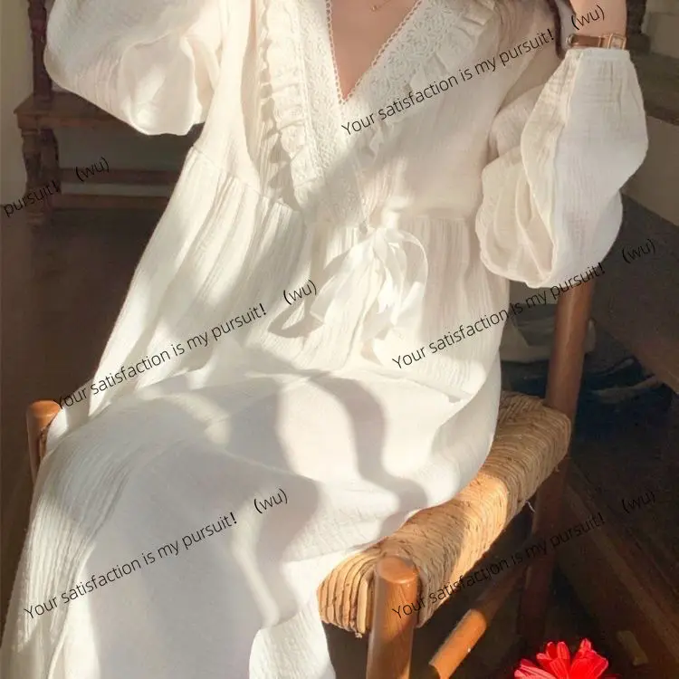 New Bathrobe Nightgown Home Clothes Long-sleeved Lace Nightgown Korean Style Cute Princess Pajamas Dress Popular Pajama Women
New Bathrobe Nightgown Home Clothes Long-sleeved Lace Nightgown Korean Style Cute Princess Pajamas Dress Popular Pajama Women