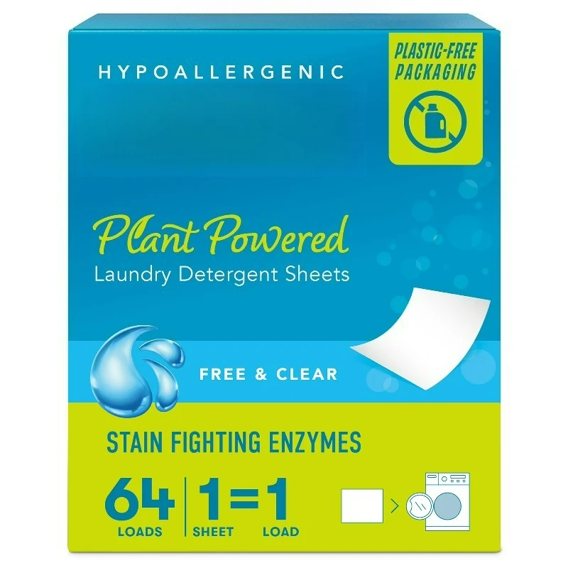 Hypoallergenic Laundry Detergent Sheets for Sensitive Skin, Free & Clear, 64 ct
Hypoallergenic Laundry Detergent Sheets for Sensitive Skin, Free & Clear, 64 ct