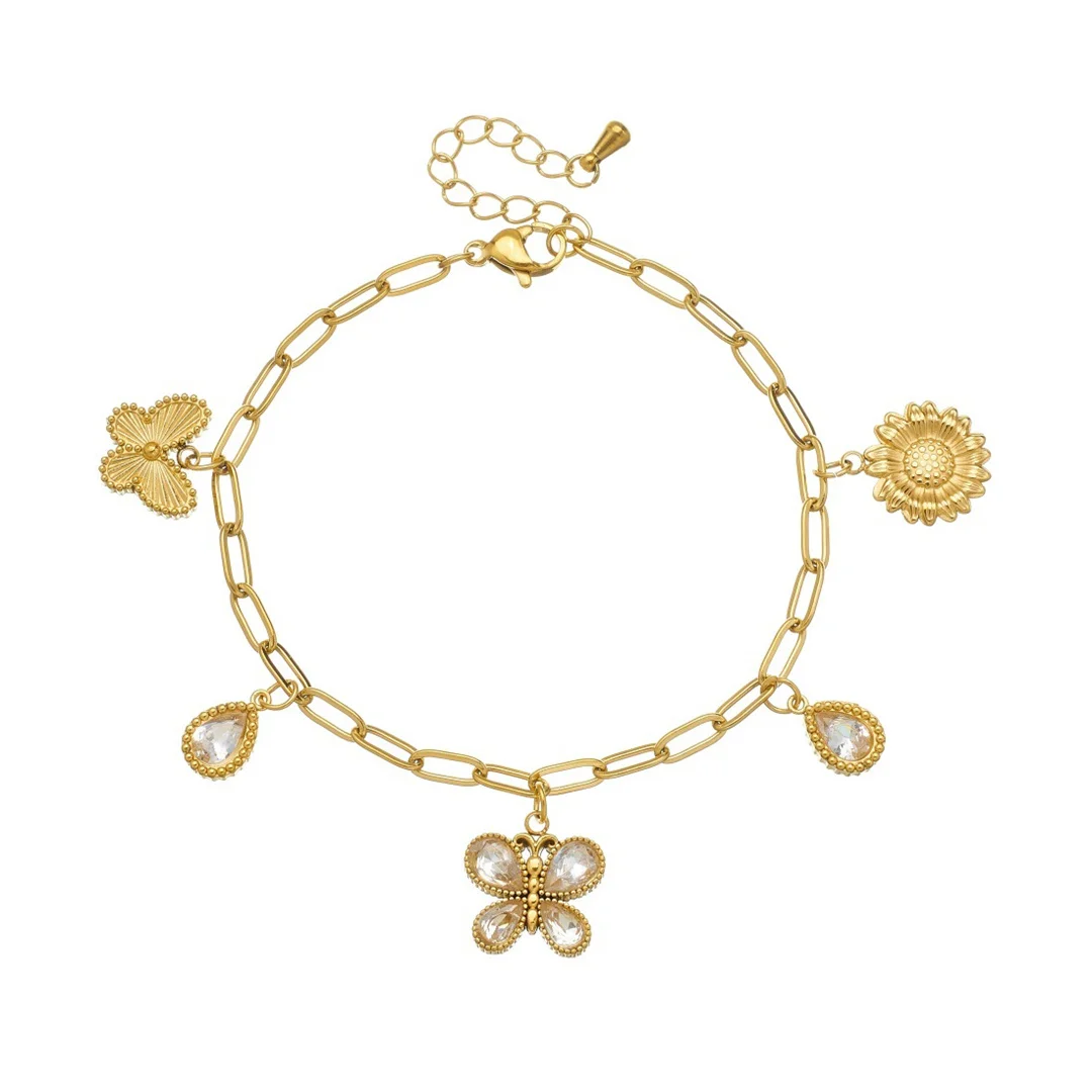 Punk Zirconia Water Droplet Butterfly Charm Bracelet Gold Color Stainless Steel Paperclip Chain Bracelet for Woman Jewelry Gift
Punk Zirconia Water Droplet Butterfly Charm Bracelet Gold Color Stainless Steel Paperclip Chain Bracelet for Woman Jewelry Gift