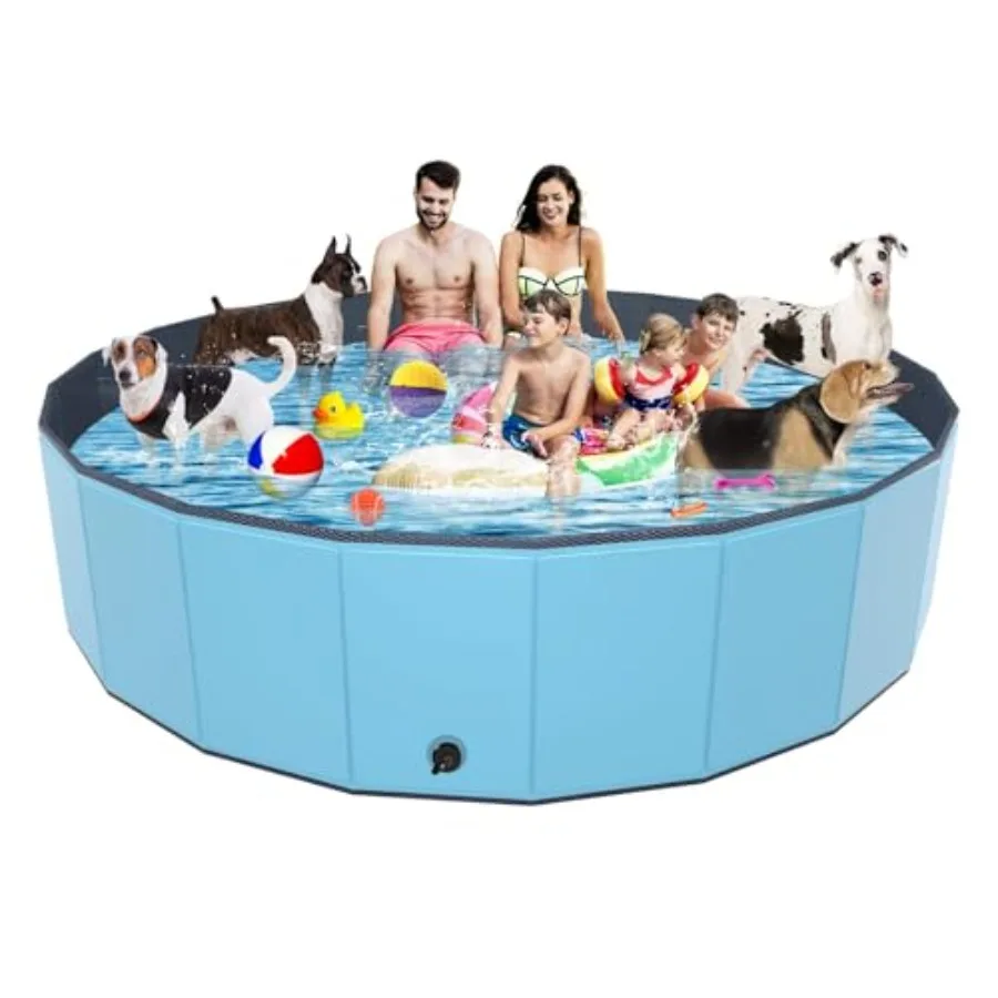 Portable dog pool for outdoor swimming and bathing, PVC and hard plastic collapsible bathtub in blue, durable and easy to store
Portable dog pool for outdoor swimming and bathing, PVC and hard plastic collapsible bathtub in blue, durable and easy to store