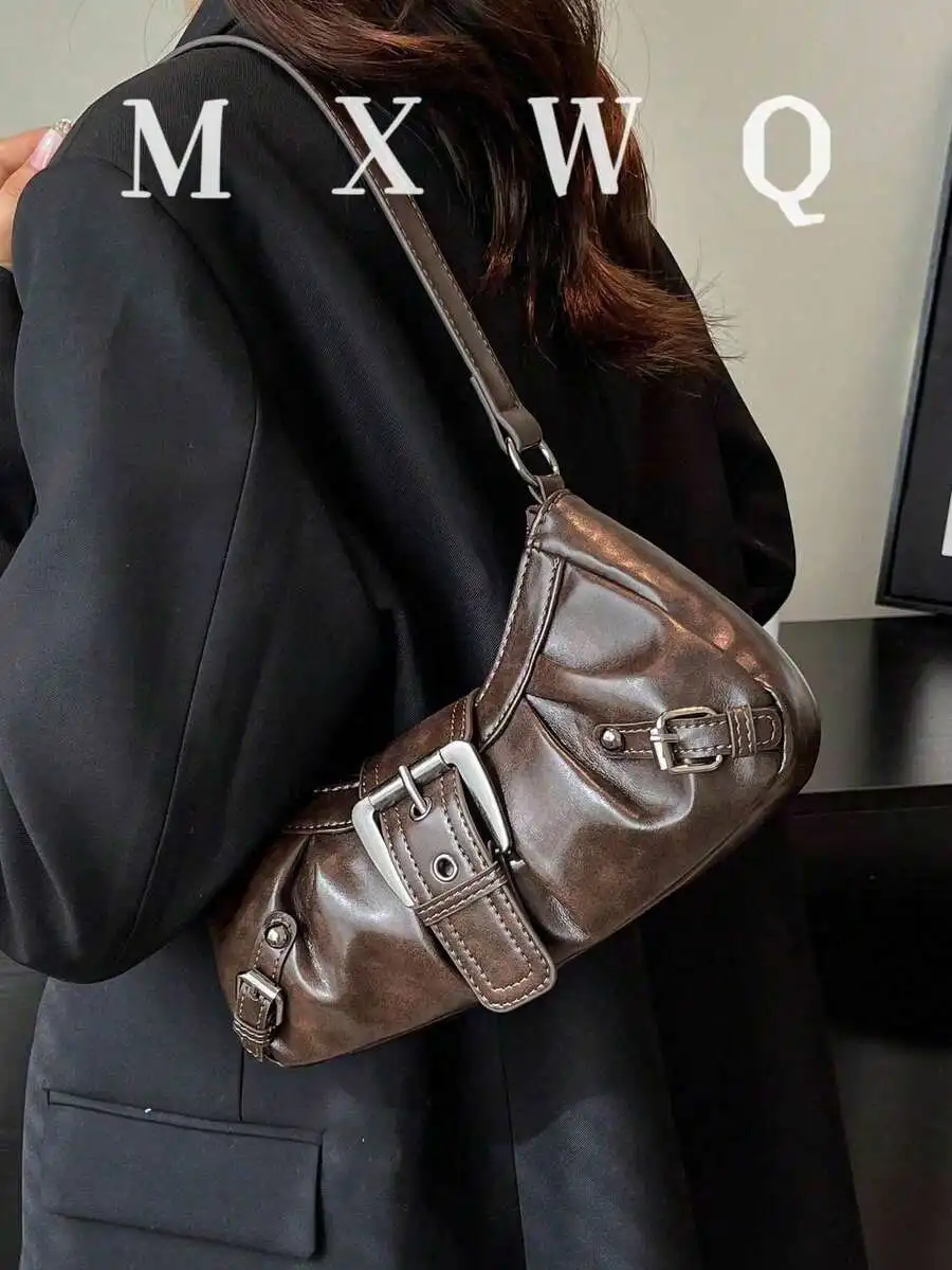 Women's Retro Saddle Bag with Buckle Detail, Soft PU Leather Crossbody, Adjustable Strap
Women's Retro Saddle Bag with Buckle Detail, Soft PU Leather Crossbody, Adjustable Strap