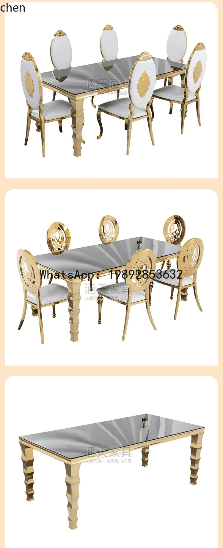 X7 Black Tempered Glass Bamboo Shape Gold Stainless Dining Table
X7 Black Tempered Glass Bamboo Shape Gold Stainless Dining Table