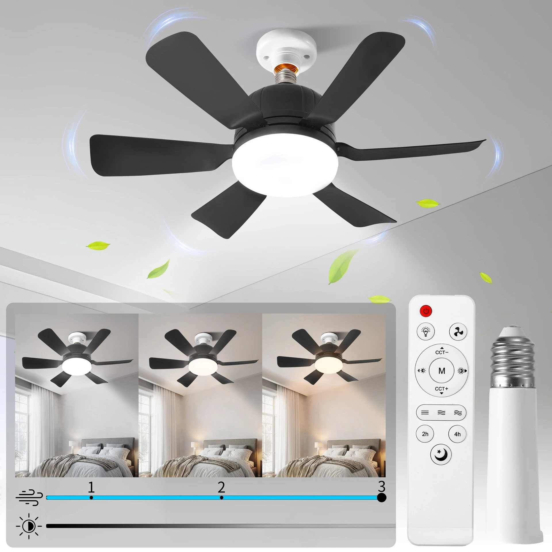Modern 18 Inch Straight Leaf Ceiling Lamps Remote Control Three Color Variable Light Ceiling Fan 3 color Dimmable E27 Fan Light
Modern 18 Inch Straight Leaf Ceiling Lamps Remote Control Three Color Variable Light Ceiling Fan 3 color Dimmable E27 Fan Light
