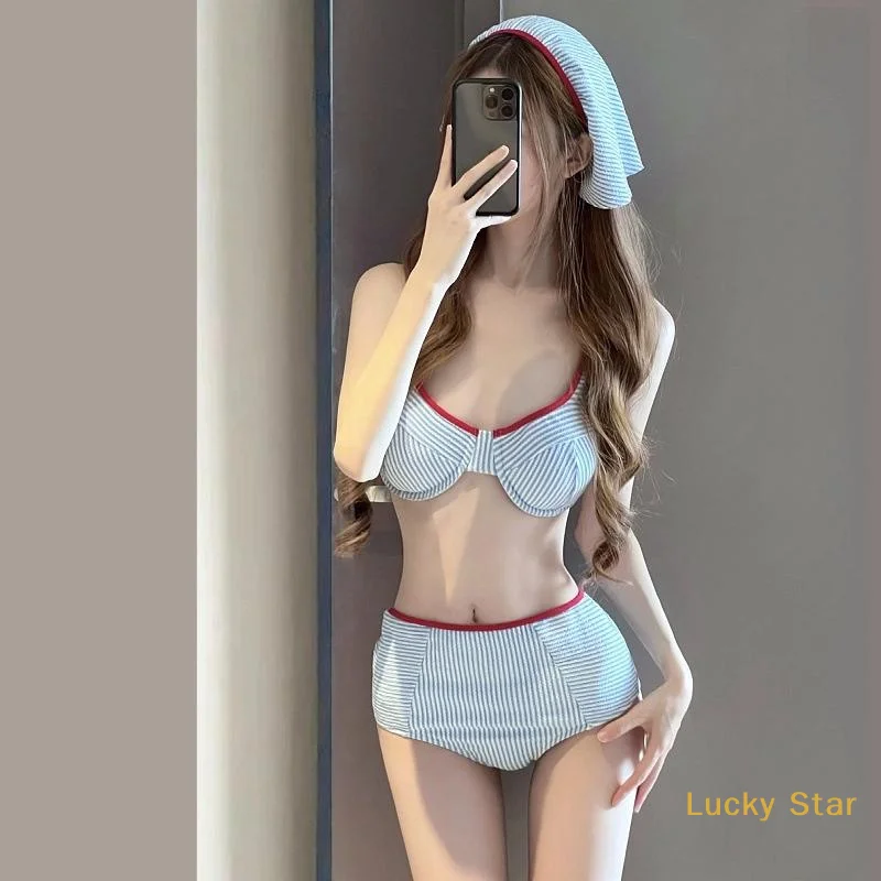 Sexy Stripe Three-Piece Bikini Swimsuit For Women Sweet And Spicy Girl Swimming Female Headscarf Slimming
Sexy Stripe Three-Piece Bikini Swimsuit For Women Sweet And Spicy Girl Swimming Female Headscarf Slimming
