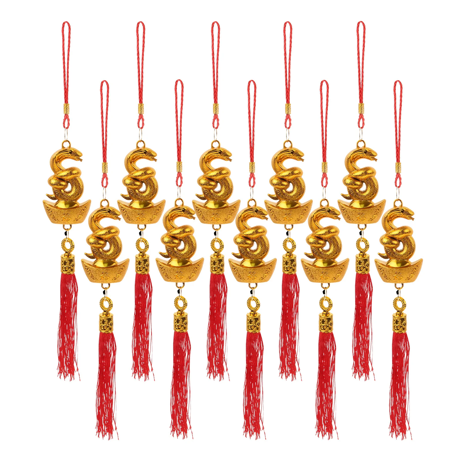 10Pcs Spring Festival Hanging Pendants Gold Plated Chinese Ingots Snake Design Tassel Decorative Ornament for Door Window Car
10Pcs Spring Festival Hanging Pendants Gold Plated Chinese Ingots Snake Design Tassel Decorative Ornament for Door Window Car