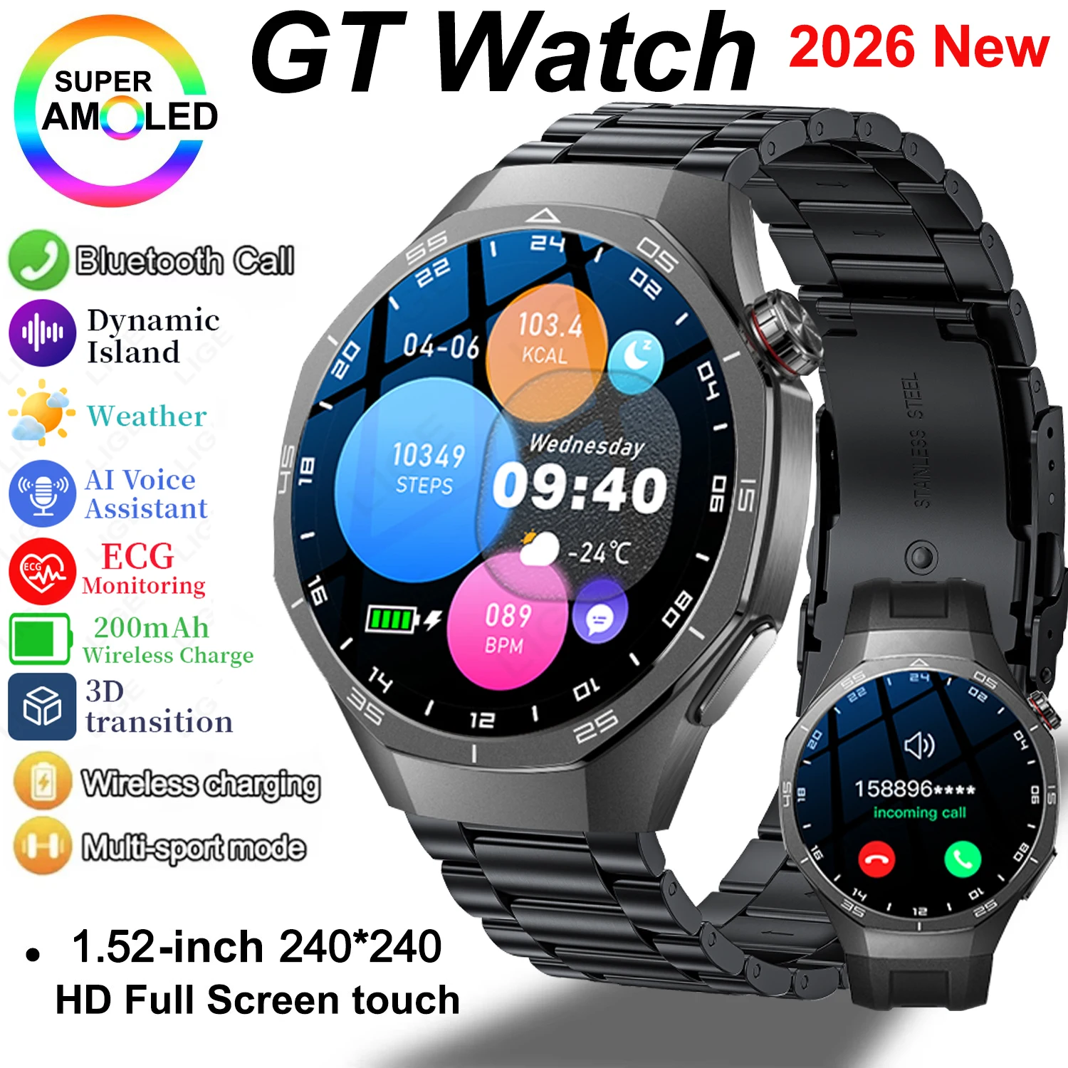 Fashion Smart Watch Men Women Heart Rate Blood Oxygen ECG Monitoring Bluetooth Call Sports Waterproof Smartwatch for Android iOS
Fashion Smart Watch Men Women Heart Rate Blood Oxygen ECG Monitoring Bluetooth Call Sports Waterproof Smartwatch for Android iOS