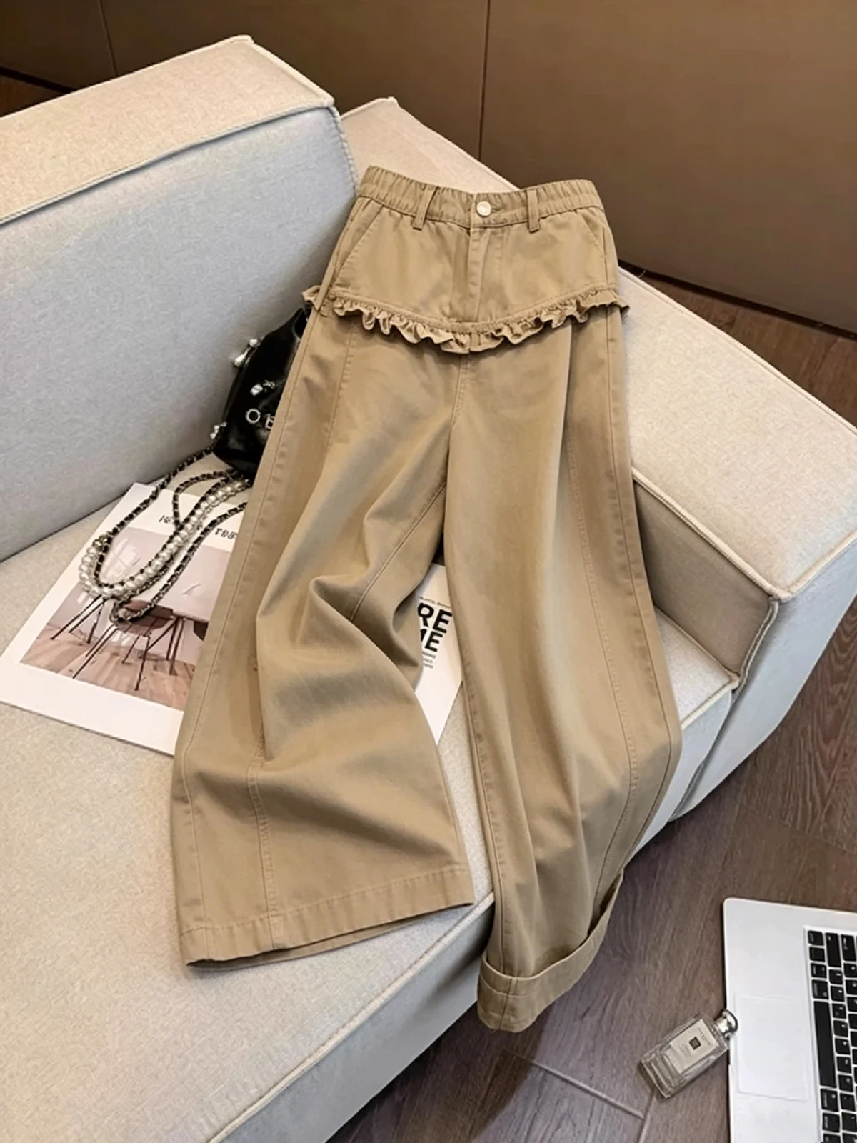 Retro American Lace Trim Splicing Jeans High Waist Loose Design Summer New Style Women's Knife Pants Casual Style
Retro American Lace Trim Splicing Jeans High Waist Loose Design Summer New Style Women's Knife Pants Casual Style
