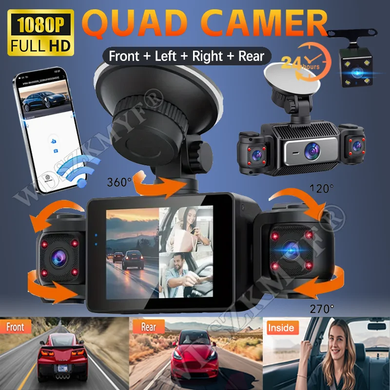 3lens Car DVR 360 Degrees WIFI APP Video Recorder 1080P Dash Cam 3/4Channel Front Right left Rear View camera Car accessories 
3lens Car DVR 360 Degrees WIFI APP Video Recorder 1080P Dash Cam 3/4Channel Front Right left Rear View camera Car accessories