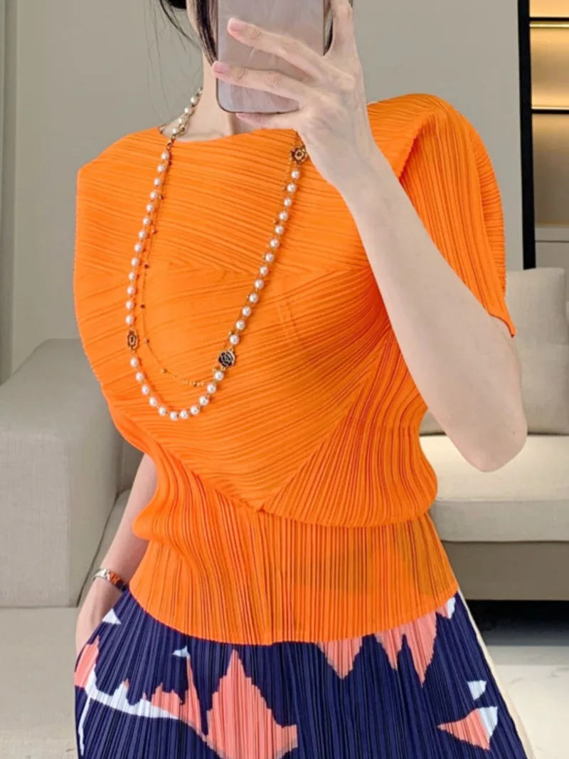 Irregular Short Pleated Sleeve Chic Women's T-shirt Versatile Elegant Elastic Slim Casual Summer Pullover Tops 2U7LD
Irregular Short Pleated Sleeve Chic Women's T-shirt Versatile Elegant Elastic Slim Casual Summer Pullover Tops 2U7LD