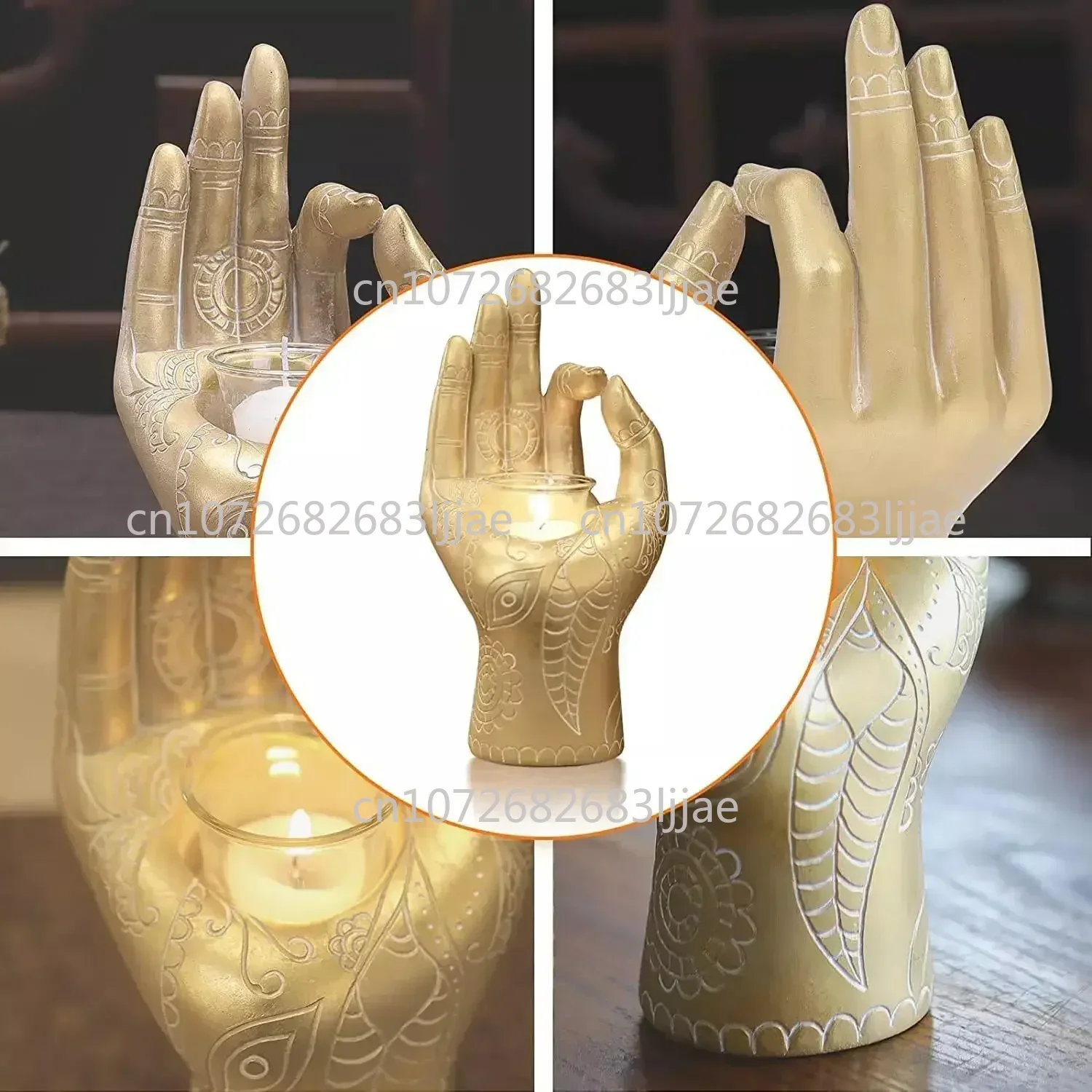 Candle Holder Buddha's-Hand Shaped Resin Candlestick Desktop Decor Decorative Artware for Home Shops Bronze/Golden
Candle Holder Buddha's-Hand Shaped Resin Candlestick Desktop Decor Decorative Artware for Home Shops Bronze/Golden