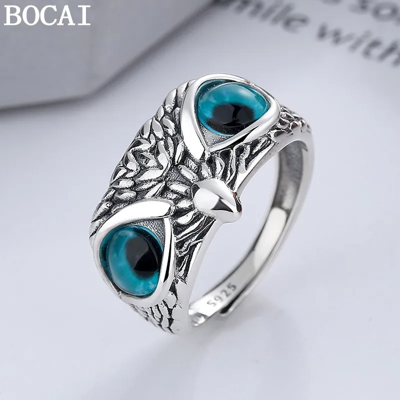 BOCAI New S925 Silver Jewelry Retro Fashion Blue Eyed Owl Engagement Ring Women's Choice Gift
BOCAI New S925 Silver Jewelry Retro Fashion Blue Eyed Owl Engagement Ring Women's Choice Gift