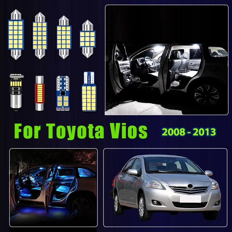 Для Toyota Vios 2008-2013: Комплект из 9 светодиодных ламп для салона, подсветки номерного знака и других аксессуаров
Для Toyota Vios 2008-2013: Комплект из 9 светодиодных ламп для салона, подсветки номерного знака и других аксессуаров