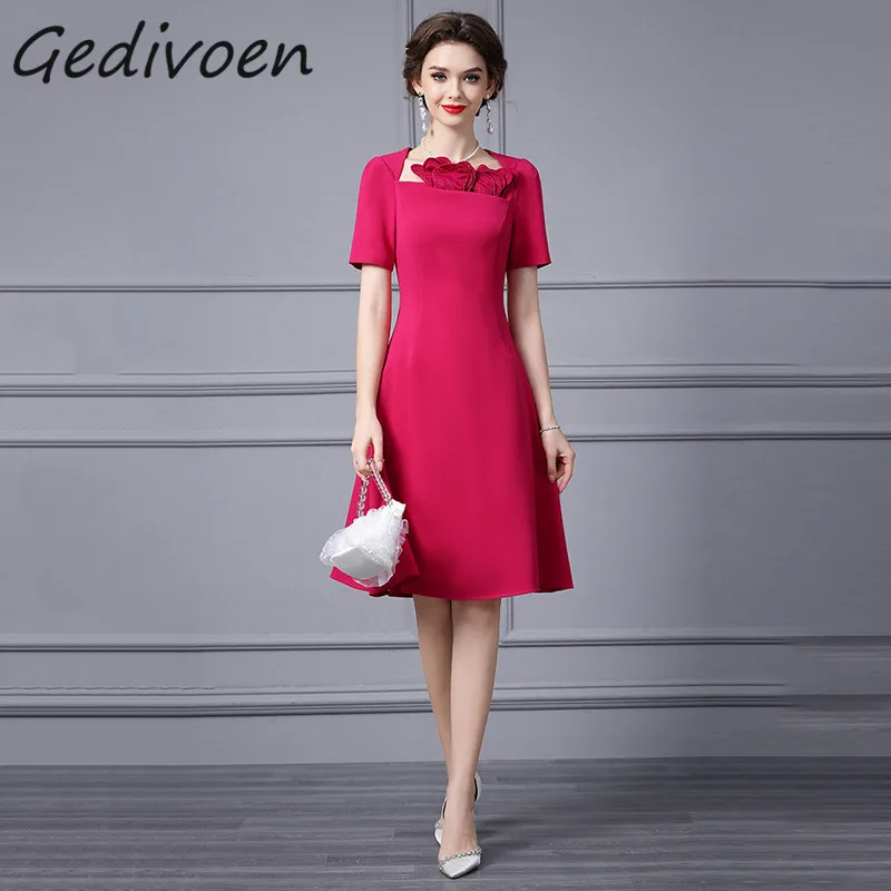 Gedivoen Summer Fashion Designer Elegant Temperament Dress Women's Square Collar Nail Bead Appliques Party High Waist Midi Dress
Gedivoen Summer Fashion Designer Elegant Temperament Dress Women's Square Collar Nail Bead Appliques Party High Waist Midi Dress