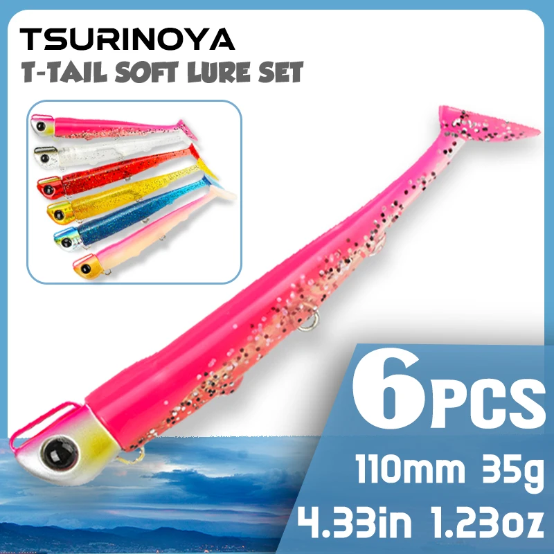 Набор приманок TSURINOYA, 6 шт., джиг-головка с Т-образным хвостом, мягкая 110 мм, 35 г, длинный заброс, морская рыбалка, мягкая приманка с джиг-крючками
Набор приманок TSURINOYA, 6 шт., джиг-головка с Т-образным хвостом, мягкая 110 мм, 35 г, длинный заброс, морская рыбалка, мягкая приманка с джиг-крючками