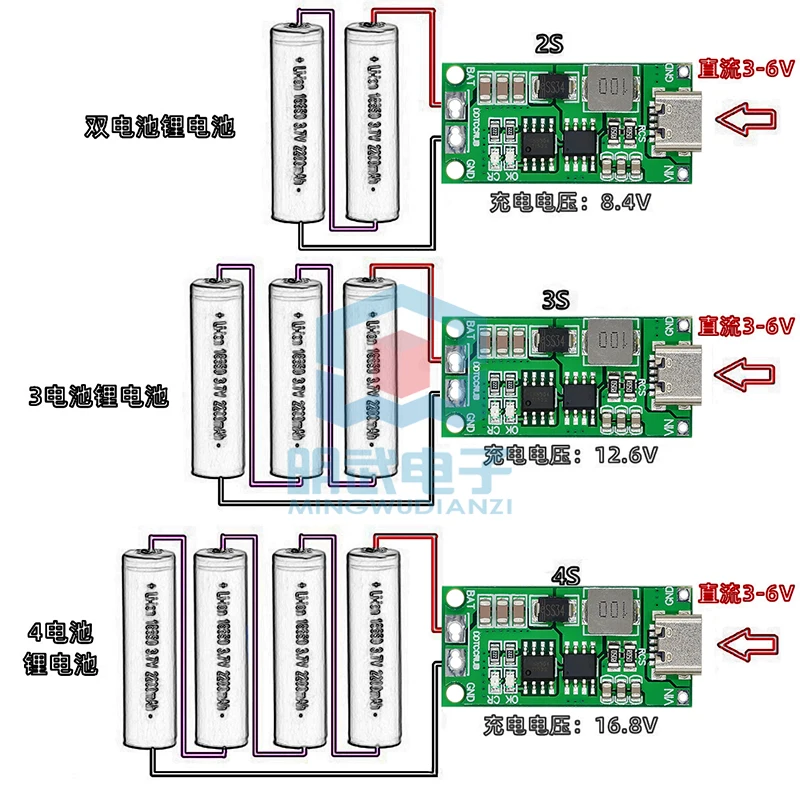 2 strings 3 strings 4 strings Lithium-ion battery charger Battery protection board TypeC USB boost charging board DC3-5V
2 strings 3 strings 4 strings Lithium-ion battery charger Battery protection board TypeC USB boost charging board DC3-5V