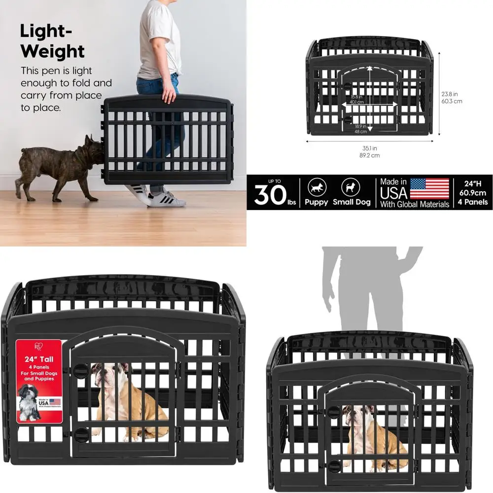 24 Tall 4-Panel Pet Playpen with Door, 35 x 35, Suitable for Puppies and Small Dogs, Black
24 Tall 4-Panel Pet Playpen with Door, 35 x 35, Suitable for Puppies and Small Dogs, Black