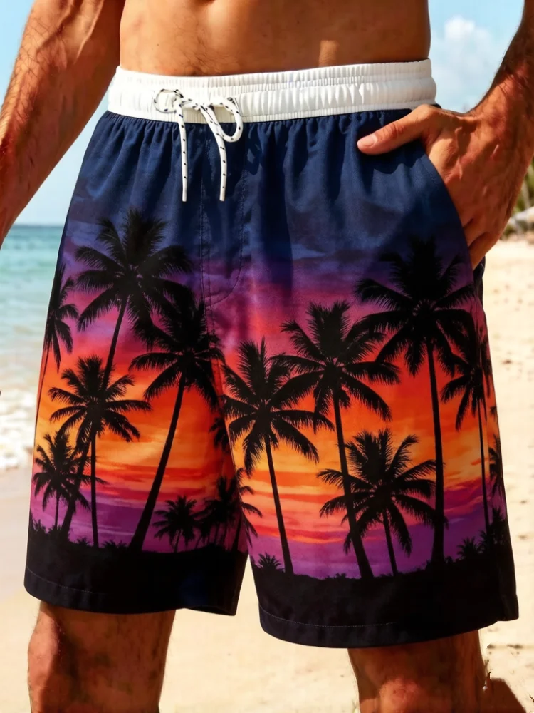 Plus Size Mens Gradient Sunset Coconut Palm Tree Print Drawstring Beach Shorts Elastic Waist Pockets Swim Trunks
Plus Size Mens Gradient Sunset Coconut Palm Tree Print Drawstring Beach Shorts Elastic Waist Pockets Swim Trunks