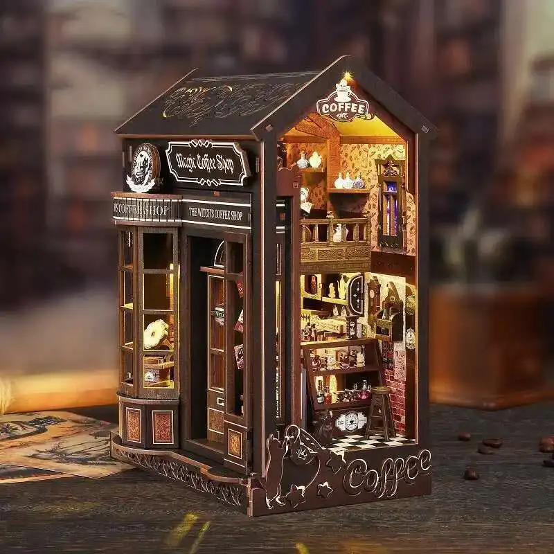 DIY Wooden Book Nook Magic Coffee Shop Figurines Miniatures Bookend Handmade Bookshelf Friends Birthday Gifts Home Decor Crafts
DIY Wooden Book Nook Magic Coffee Shop Figurines Miniatures Bookend Handmade Bookshelf Friends Birthday Gifts Home Decor Crafts