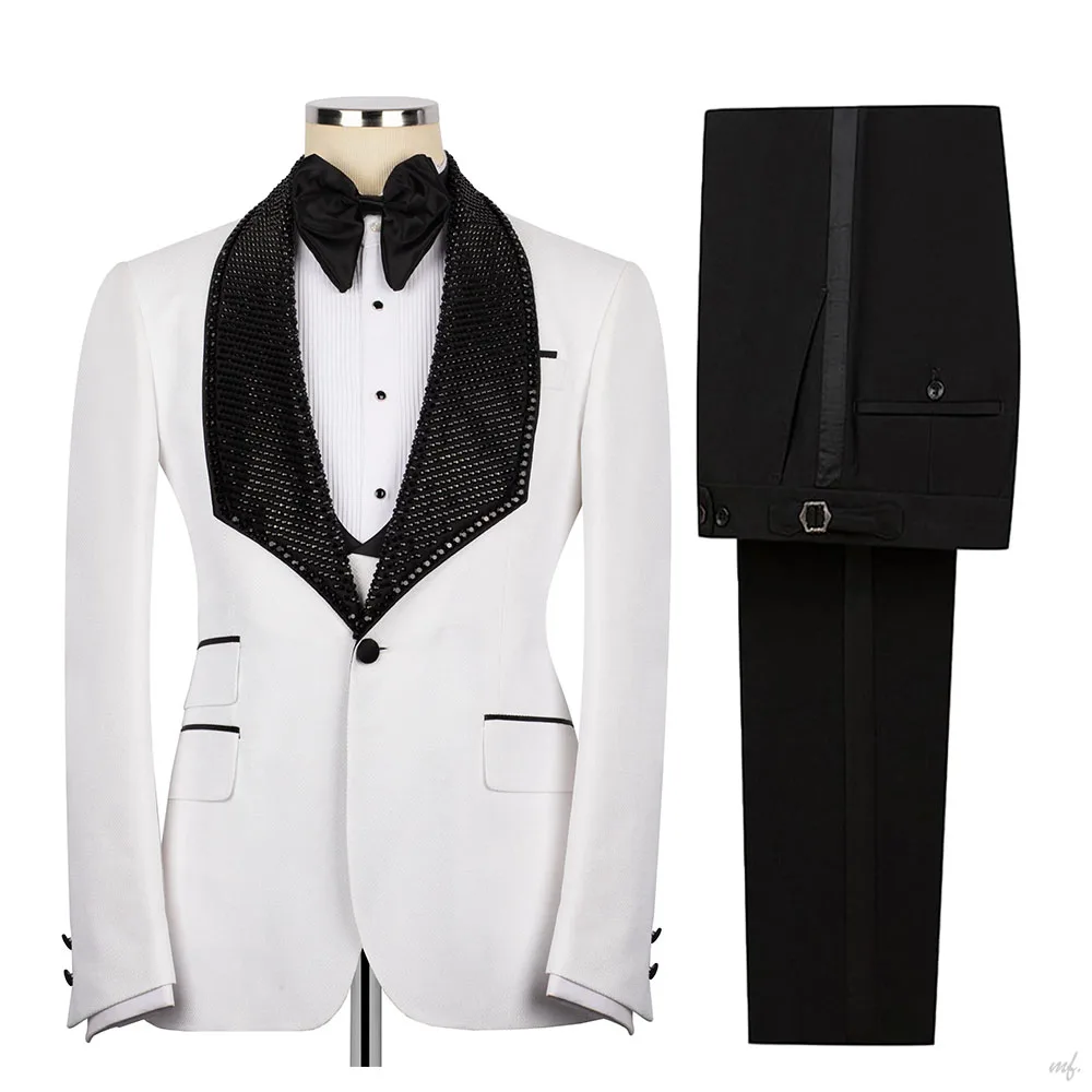 Leisure Men's Suit 2 Pieces Blazer Pants Bow Collar Black Beads Lapel Slim Fit Wedding Tuxedos Work Business Formal Customized
Leisure Men's Suit 2 Pieces Blazer Pants Bow Collar Black Beads Lapel Slim Fit Wedding Tuxedos Work Business Formal Customized