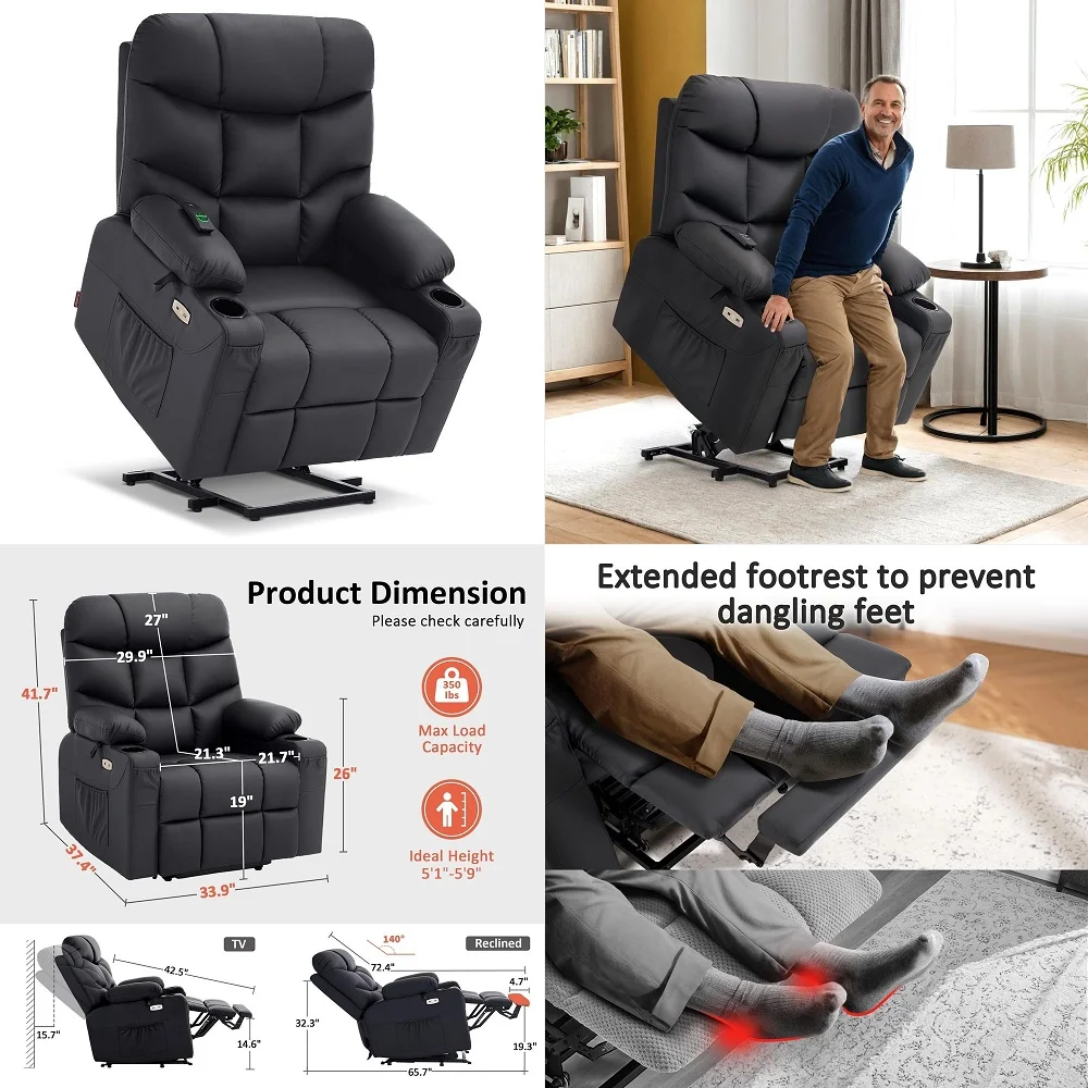 Choice Products PU Leather Electric Power Lift Chair, Recliner Massage Chair, Adjustable Furniture for Back, Legs w 3 Positions
Choice Products PU Leather Electric Power Lift Chair, Recliner Massage Chair, Adjustable Furniture for Back, Legs w 3 Positions
