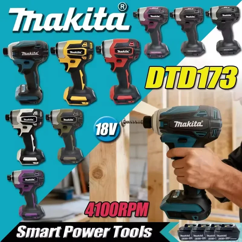Аккумуляторный бесщеточный ударный гайковерт Makita DTD173 18V LXT, 180 Н·м, для дерева, с режимом T, электрическая дрель, перезаряжаемый электроинструмент
Аккумуляторный бесщеточный ударный гайковерт Makita DTD173 18V LXT, 180 Н·м, для дерева, с режимом T, электрическая дрель, перезаряжаемый электроинструмент