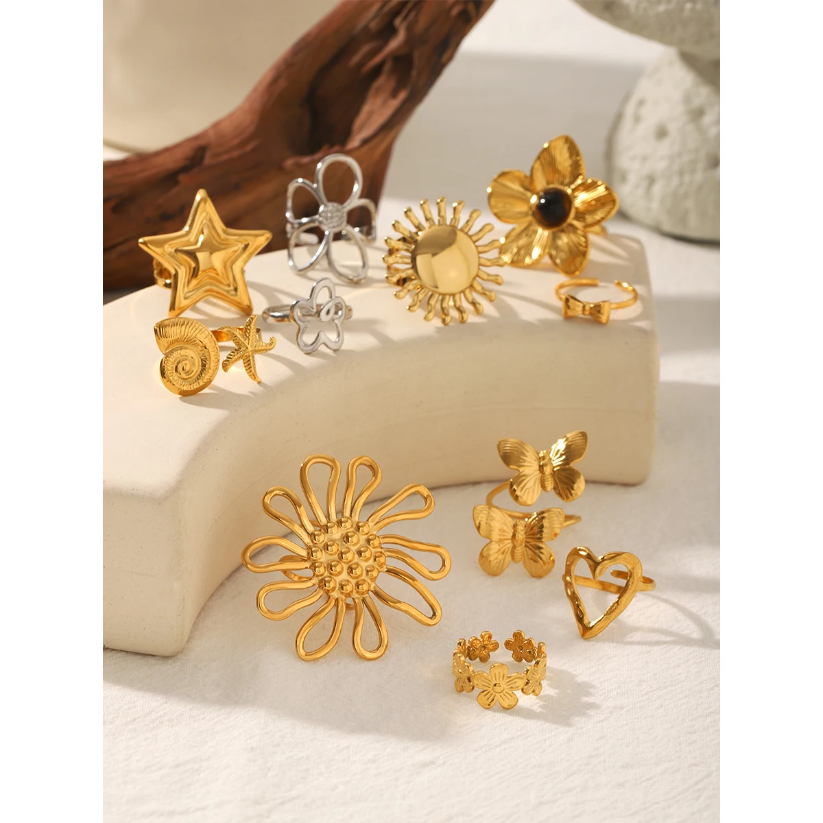 Vintage 7Pcs Set Petal Flower Geometric Gothic Rings For Women 18K Gold Silver Plated Stainless Steel Goth Trend Jewelry Gift
Vintage 7Pcs Set Petal Flower Geometric Gothic Rings For Women 18K Gold Silver Plated Stainless Steel Goth Trend Jewelry Gift