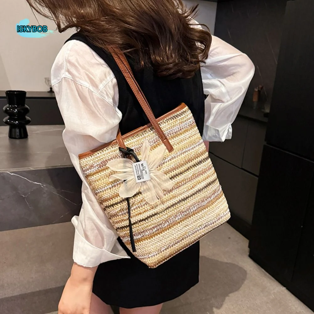 Bohemian Style Rainbow Woven Handbag Elegant Beach Crochet Underarm Bag Sweet with Flower Pendant Summer Bucket Bag Travel
Bohemian Style Rainbow Woven Handbag Elegant Beach Crochet Underarm Bag Sweet with Flower Pendant Summer Bucket Bag Travel