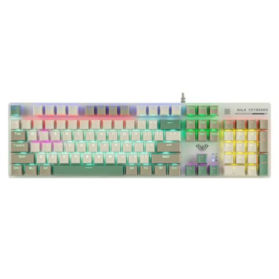 Aula S500 Wired Gaming Keyboard, 100% Full Size Mechanical Keyboard with Number Pad, 104 Keys, NKRO, RGB Backlits, Shine Throug
Aula S500 Wired Gaming Keyboard, 100% Full Size Mechanical Keyboard with Number Pad, 104 Keys, NKRO, RGB Backlits, Shine Throug