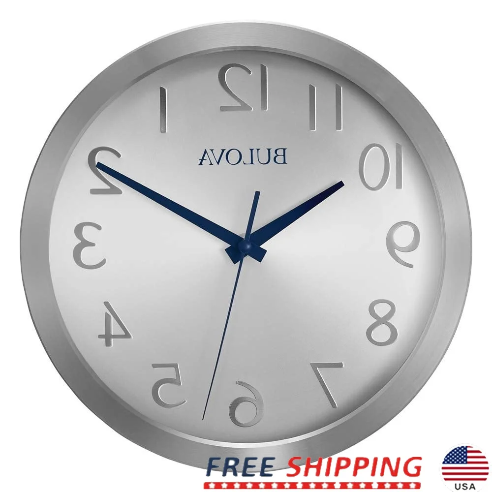 Contemporary 9 Inch Wall Clock Polished Aluminum Case Quiet Sweep Quartz Movement Silver Dial Embossed Numerals Blue Hands Home
Contemporary 9 Inch Wall Clock Polished Aluminum Case Quiet Sweep Quartz Movement Silver Dial Embossed Numerals Blue Hands Home