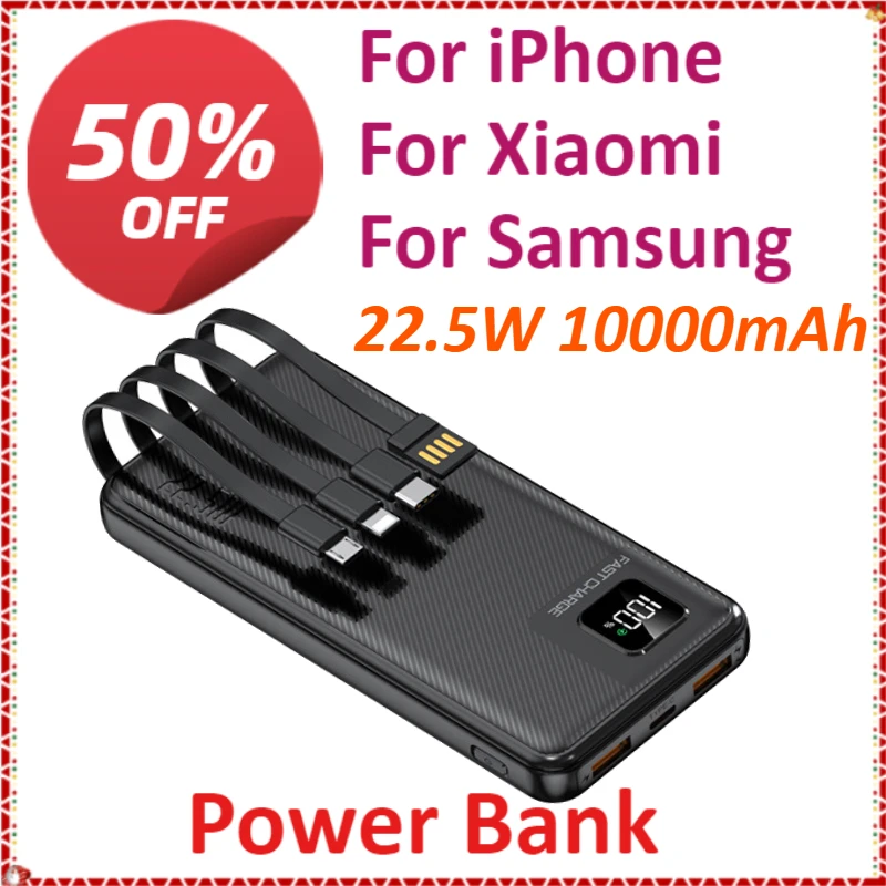 New 22.5W 10000mAh Portable Power Bank Fast Charging For iPhone For Xiaomi For Samsung With USB Type C/Lightning/Micro USB
New 22.5W 10000mAh Portable Power Bank Fast Charging For iPhone For Xiaomi For Samsung With USB Type C/Lightning/Micro USB