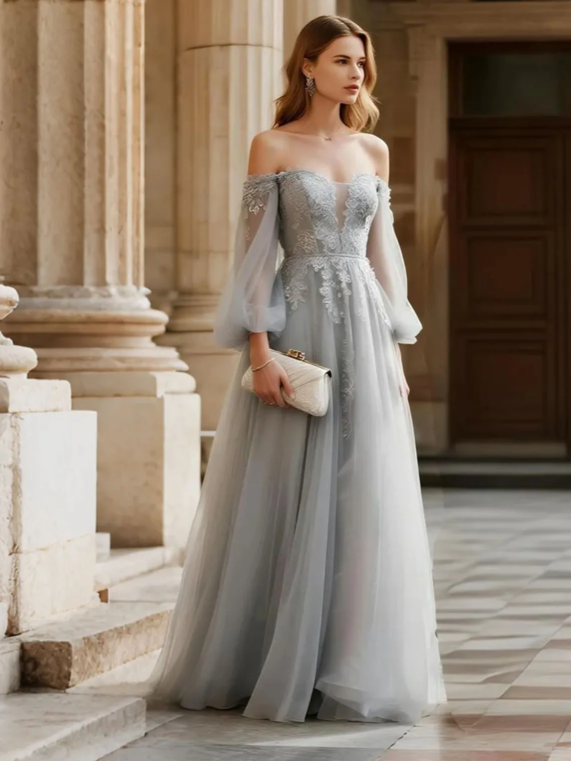 Sexy A-Line Tulle Strapless Prom Dress Floor Length Long Sleeves Appliques Backless Quinceanera Party Dress 2025 Free Customized
Sexy A-Line Tulle Strapless Prom Dress Floor Length Long Sleeves Appliques Backless Quinceanera Party Dress 2025 Free Customized
