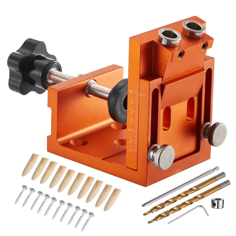 Pocket Hole Jig Kit 0.47 to 1.89 in Adjustable Reinforced Metal Frame Includes Step Drill Hex Wrench Drill Stop Ring Square Dri
Pocket Hole Jig Kit 0.47 to 1.89 in Adjustable Reinforced Metal Frame Includes Step Drill Hex Wrench Drill Stop Ring Square Dri