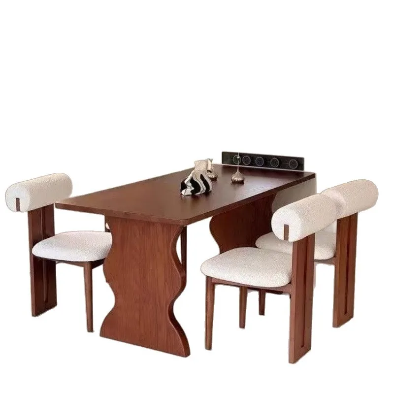 French retro cream style solid wood combination table, household ripple designer ash wood small apartment dining table
French retro cream style solid wood combination table, household ripple designer ash wood small apartment dining table