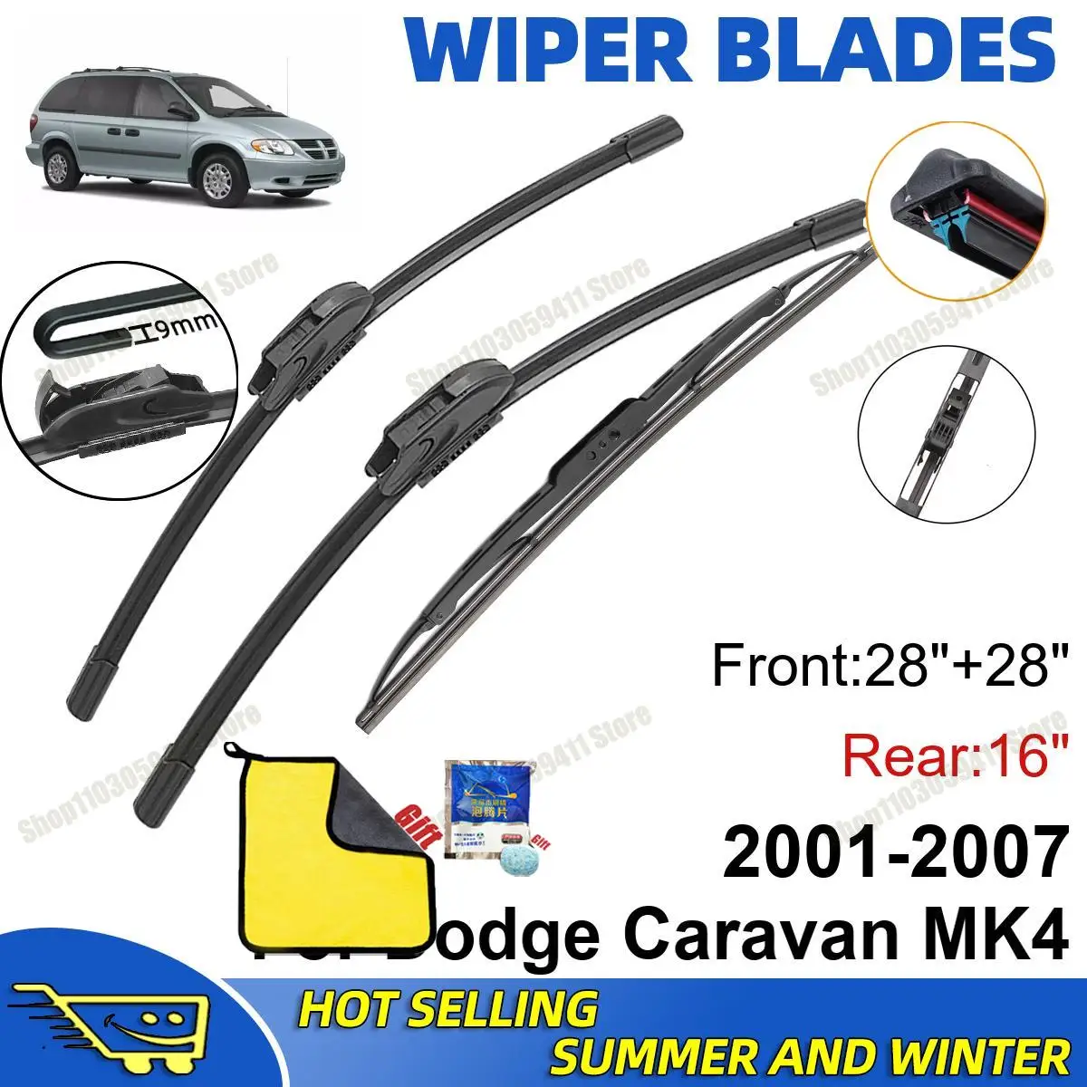 3PCS For Dodge Caravan MK4 2001-2007 28" + 28"+ 16" Front Rear Wiper Blades Set Windshield Windscreen Car Accessories
3PCS For Dodge Caravan MK4 2001-2007 28" + 28"+ 16" Front Rear Wiper Blades Set Windshield Windscreen Car Accessories