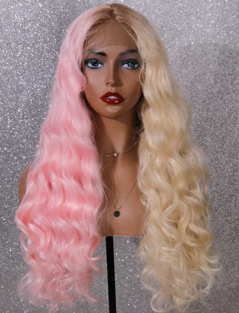 Long Wig Synthetic Fiber Halloween Costume Wigs for Women Thick Hair Gradient Pink blonde mix Cosplay 26 Inch Natural hair wig
Long Wig Synthetic Fiber Halloween Costume Wigs for Women Thick Hair Gradient Pink blonde mix Cosplay 26 Inch Natural hair wig