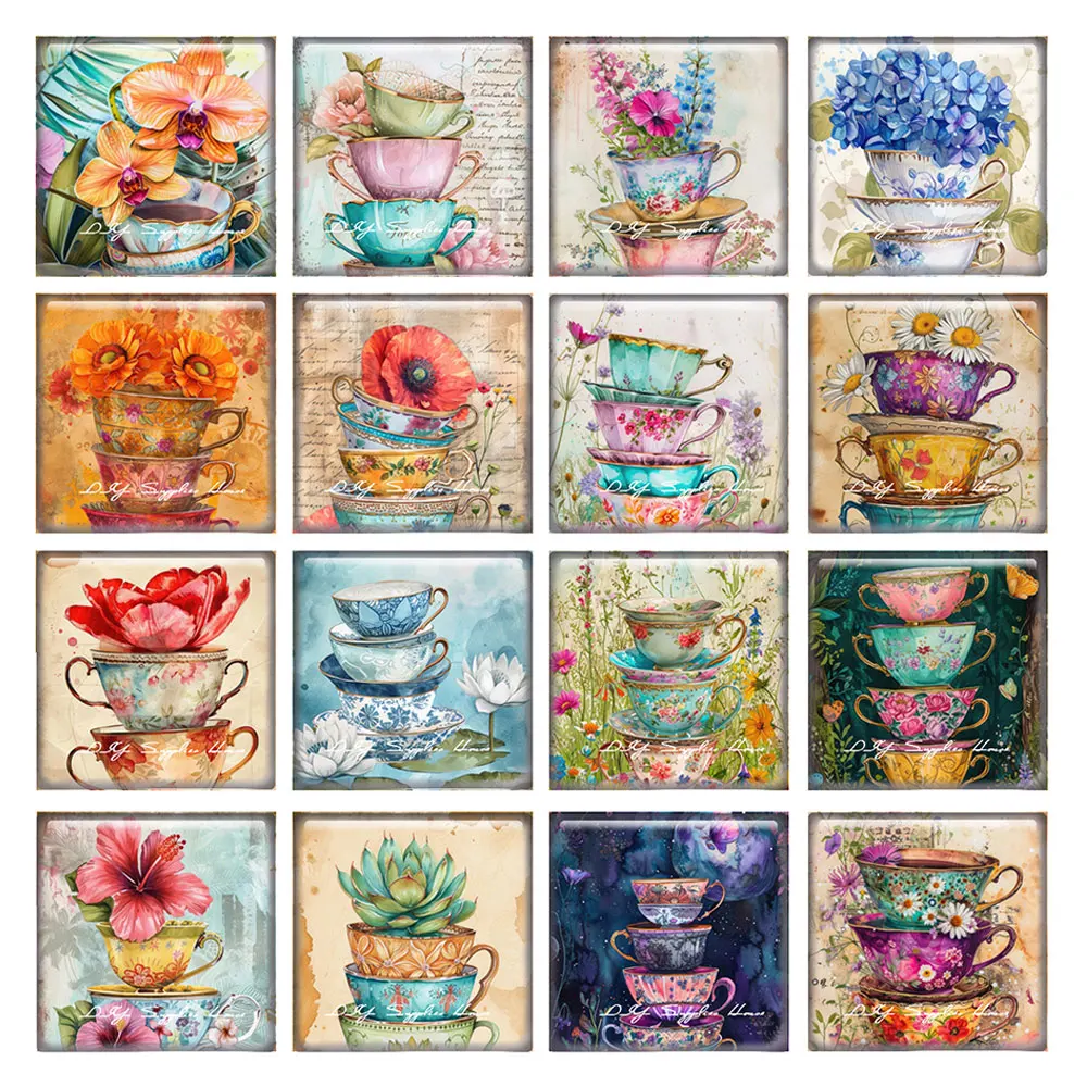 10pcs/lots Retro Teacup Flower Coffee Cup Square Photo Glass Cabochon Flatback Demo Flat Back Cameo For Diy Jewelry Making
10pcs/lots Retro Teacup Flower Coffee Cup Square Photo Glass Cabochon Flatback Demo Flat Back Cameo For Diy Jewelry Making