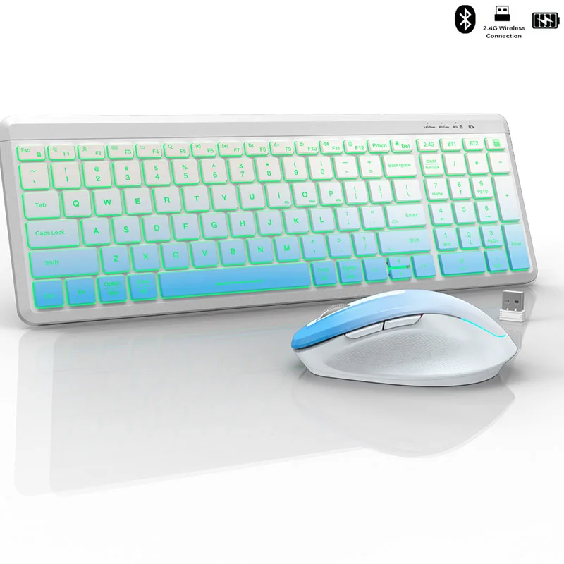RGB Backlit Bluetooth Keyboard and Mouse Combo Rechargeable 2.4G Wireless Keyboard Mouse set for Desktop/Laptop
RGB Backlit Bluetooth Keyboard and Mouse Combo Rechargeable 2.4G Wireless Keyboard Mouse set for Desktop/Laptop