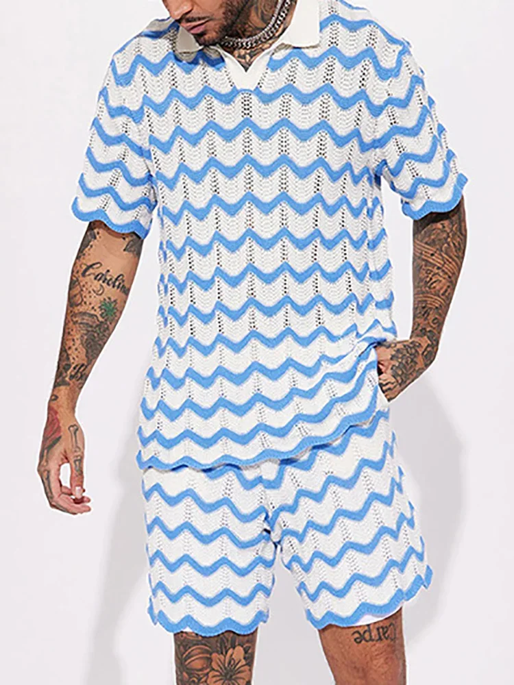 Men Short Sleeve Sports Lisure Print Suit Casual Male Striped Shorts Matching Set Streetwear Elastic Waist Shorts Two Piece Set
Men Short Sleeve Sports Lisure Print Suit Casual Male Striped Shorts Matching Set Streetwear Elastic Waist Shorts Two Piece Set