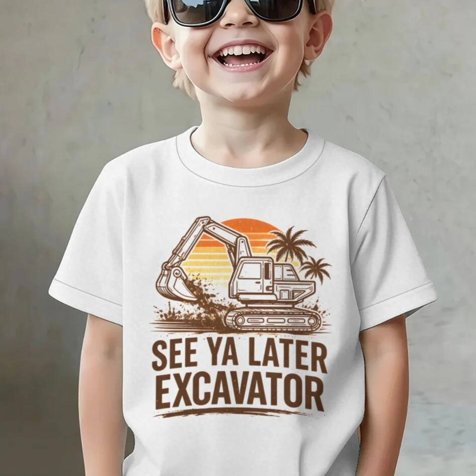 Summer Construction Truck Boy T-shirts Baby Short Sleeve Excavator Tops See Ya Later Excavator Children's Clothing Cotton Tee
Summer Construction Truck Boy T-shirts Baby Short Sleeve Excavator Tops See Ya Later Excavator Children's Clothing Cotton Tee