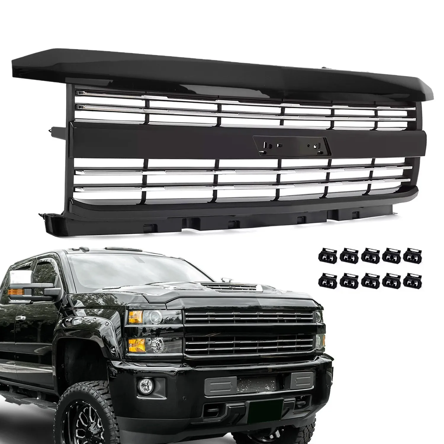 Front Grille Hood Gloss Black Fits Silverado 2500 HD 3500 HD 2015-2019
Front Grille Hood Gloss Black Fits Silverado 2500 HD 3500 HD 2015-2019