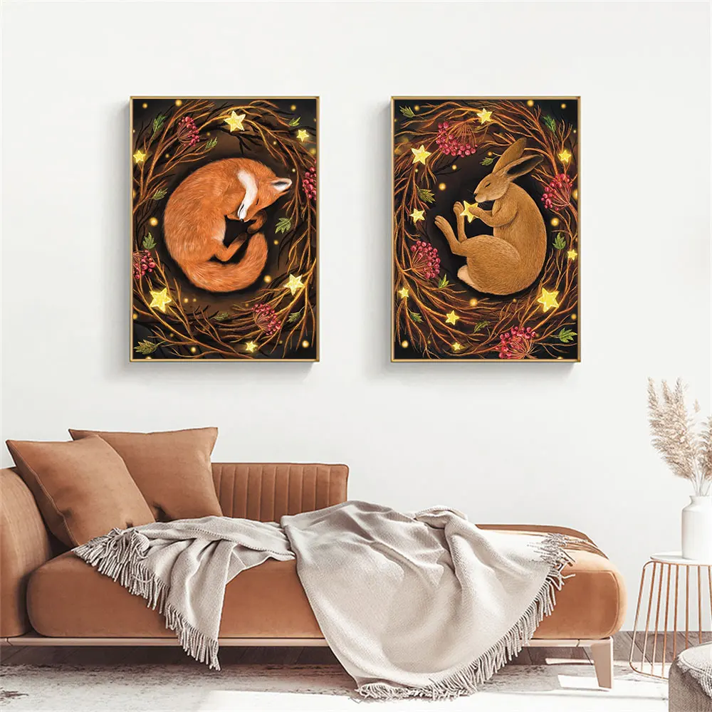 Woodland fantasy forest art sleeping rabbit and fox wildlife art canvas print art poster fox art folk art print home decor
Woodland fantasy forest art sleeping rabbit and fox wildlife art canvas print art poster fox art folk art print home decor