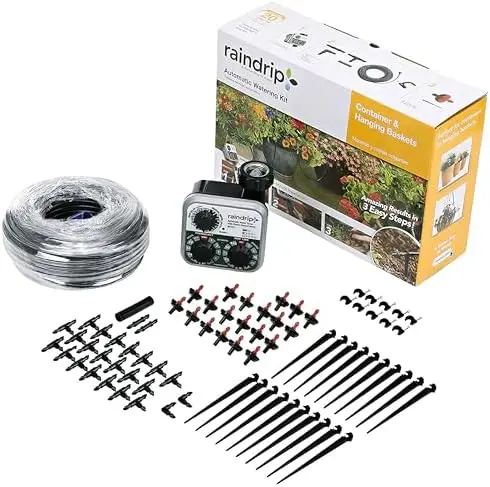 Raindrip R560DP Automatic Drip Irrigation System for 20 Plants with Timer & 20 Drippers – Black
Raindrip R560DP Automatic Drip Irrigation System for 20 Plants with Timer & 20 Drippers – Black