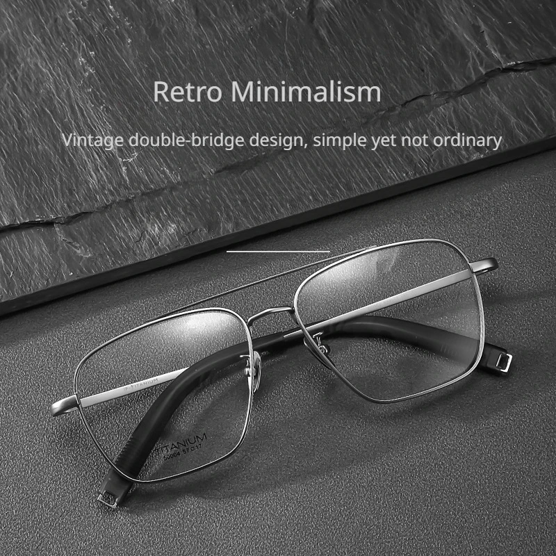 Vintage Double-Bridge Pure Titanium Eyeglass Frame Men Women Myopia Glasses Designer Plain Lenses Prescription Glasses Frames
Vintage Double-Bridge Pure Titanium Eyeglass Frame Men Women Myopia Glasses Designer Plain Lenses Prescription Glasses Frames