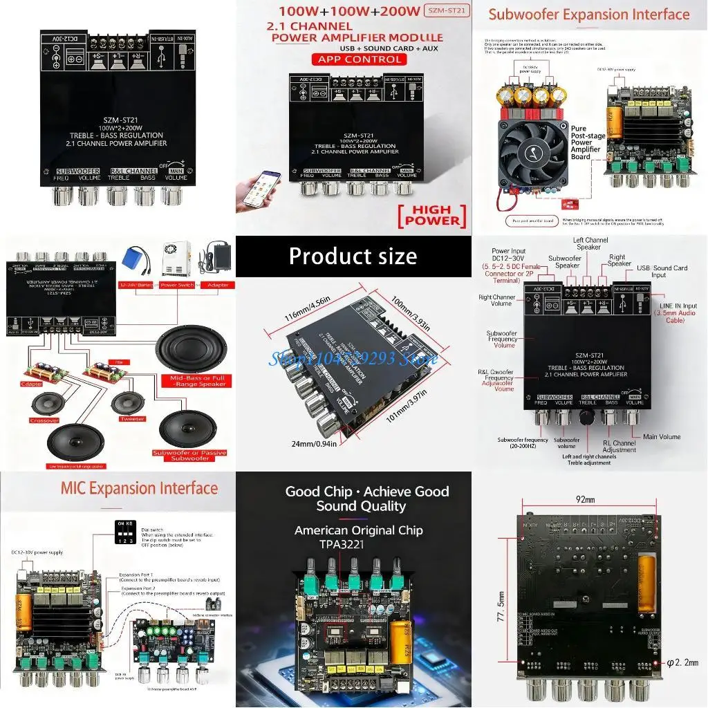 Y2GD TPA3221 Bluetooth-compatible Digital Sound Power Amplifier Board 2.1 Channel Stereo Power Subwoofer Board 100Wx2+200W
Y2GD TPA3221 Bluetooth-compatible Digital Sound Power Amplifier Board 2.1 Channel Stereo Power Subwoofer Board 100Wx2+200W