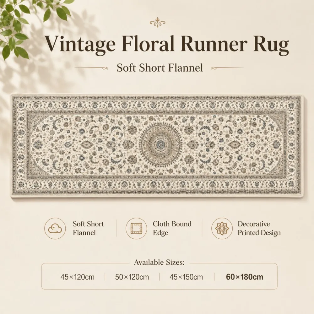 ESRBSO Vintage Floral Runner Rug Soft Flannel Kitchen Mat Non Slip Hallway Entryway Area Carpet Washable Floor Runner Bedroom
ESRBSO Vintage Floral Runner Rug Soft Flannel Kitchen Mat Non Slip Hallway Entryway Area Carpet Washable Floor Runner Bedroom