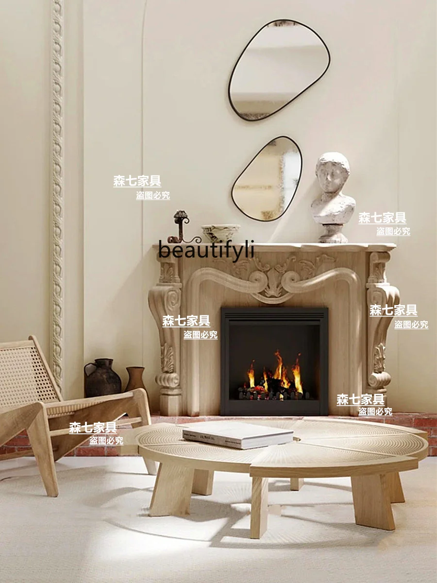 Solid wood fireplace cabinet European-style carved fireplace living room background wall
Solid wood fireplace cabinet European-style carved fireplace living room background wall