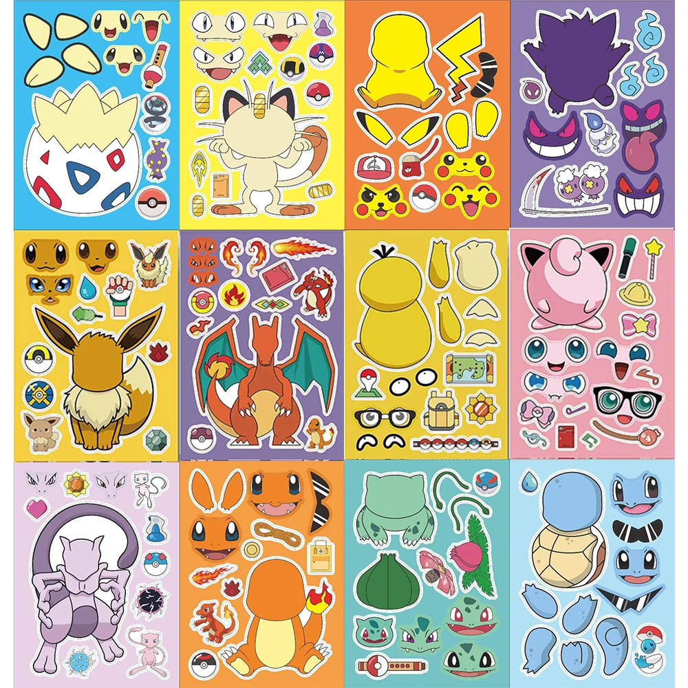 6/12sheets Children DIY Pokemon Make a Face Stickers Funny Cartoon Pikachu Puzzle Game Decals Kid Party Assemble Jigsaw Toy Gift
6/12sheets Children DIY Pokemon Make a Face Stickers Funny Cartoon Pikachu Puzzle Game Decals Kid Party Assemble Jigsaw Toy Gift